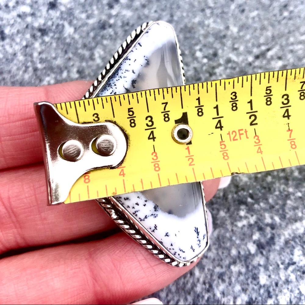 Sterling Silver Dendrite Opal Gemstone Ring Size … - image 5